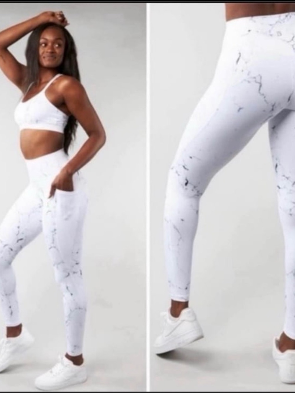 NWT BuffBunny Collection White Marble Limitless Leggings-size Medium